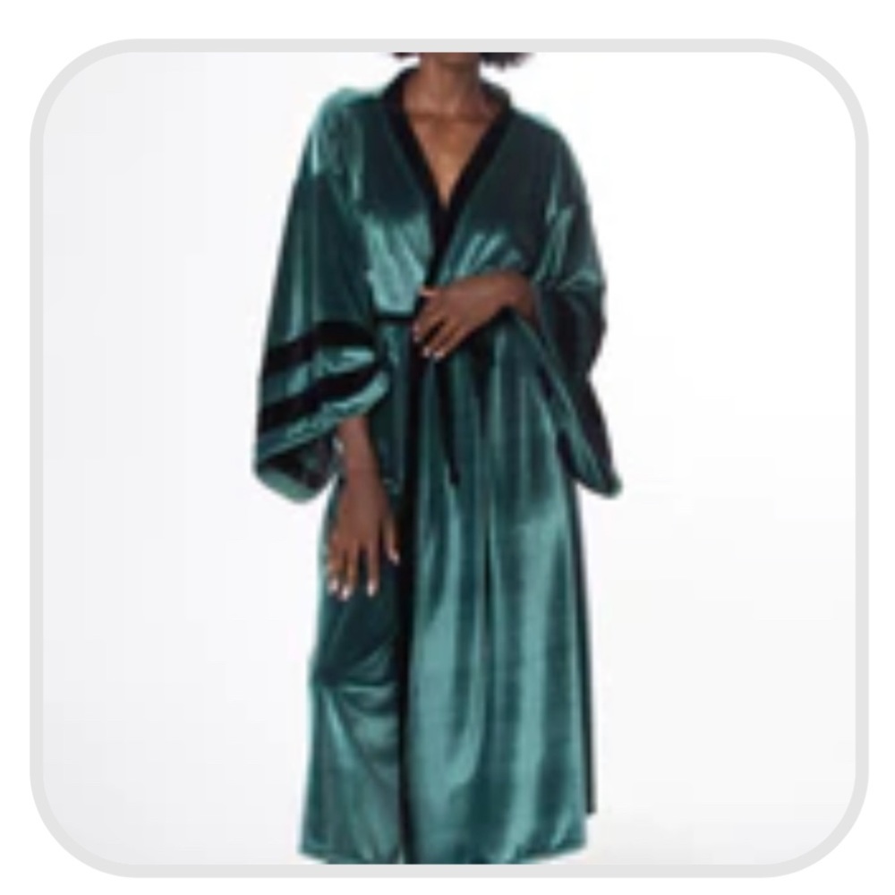 Solstice Intimates RTS Aspen Green Velvet Full Length Robe